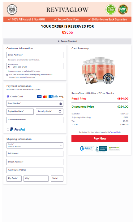 RevivaGlow Secured order page